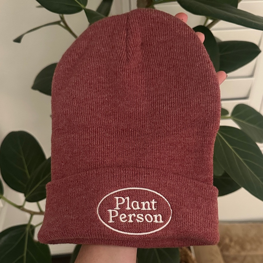 Maroon 'Plant Person' Beanie